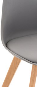Stolička Linares - plast, drevené nohy natura - Sivá