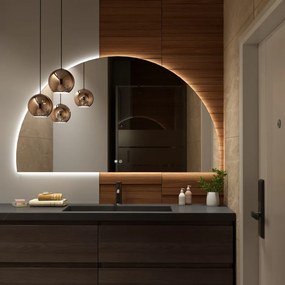 Erga Kori, polkruhové LED zrkadlo 80x140cm, 3105 lm, 3 farby svetla, ERG-V01-KORI-8014-CL