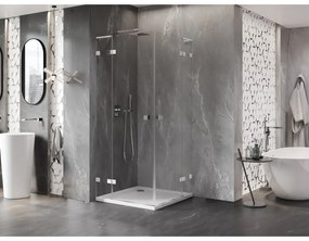 Mexen Lunar L Duo výklopný sprchový kút 100 x 100 cm, 8mm číre sklo, chrómový profil, 834L-100L-100P-01-00