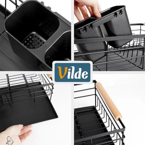 VILDE Odkvapkávač na riad čierny VILDE, 43 x 28,5 x 14,5 cm