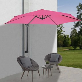 Nástenný slnečník Casoria 3 m polyester hliník/oceľ - ružovo-červená