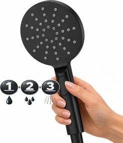 Erga Dubaj, sprchový set s batériou a hlavovou sprchou 23 cm, čierna matná, ERG-YKA-BP.DUBAJ23-BLK