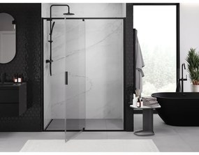 Mexen Exo, 1-krídlové dvere do otvoru 140x200 cm, 6mm číre sklo, čierny profil, 819-140-000-70-00