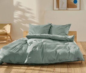 Posteľná bielizeň z bavlny a saténu, zelená, štandardná veľkosť