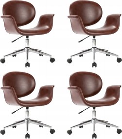 vidaXL Otočné stolové stoličky, 4 ks, hnedé, umelá koža