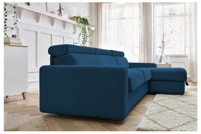 Tmavomodrá menčestrová rozkladacia rohová pohovka (variabilná) Monaco – Bobochic Paris