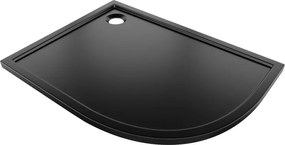 Mexen Flow, asymetrická štvrťkruhová sprchová vanička slim, ľavá 90 x 80 cm, čierna matná, 46Q708090L
