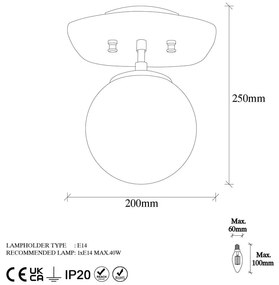 Stropné svietidlo v zlatej farbe so skleneným tienidlom 20x25 cm Well – Opviq lights