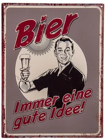 Nástenná kovová ceduľa Bier - 33 * 25 cm