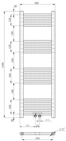 Erga Simple, vykurovacie teleso 1200x400 mm, 412 W, čierna, ERG-LAV-SIMP-12040-BK