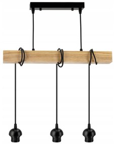 BERGE Závesné stropné svietidlo LED drevený trám 3xE27 loft drevená guľa