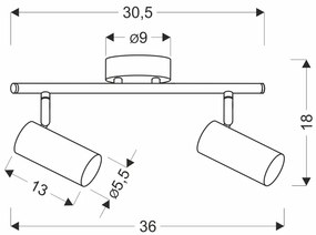 Candellux Mosadzné stropné svietidlo Colly pre žiarovku 2x GU10 92-01719