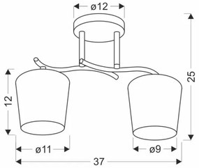 Luster na tyči ESNYR 2xE27/40W/230V čierna/biela