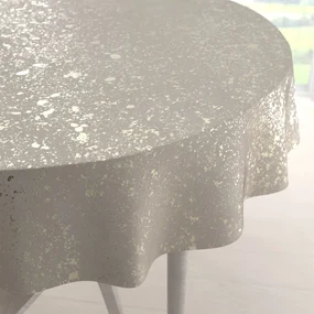 Biante Veľký zamatový okrúhly obrus Isabela IBL-001 Gold Design krémový Ø 200 cm