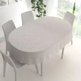 Biante Bavlnený oválny obrus Sandra SA-628 Sivobéžová mozaika na bielom 140x160 cm