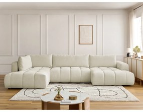 Béžová rozkladacia/s úložným priestorom rohová pohovka (ľavý roh/do tvaru "U") Fuji – Bobochic Paris