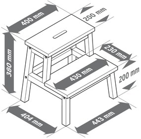 Sklopný schodík, kaučukové drevo