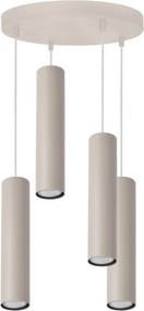 Závesné svietidlo Tuba, 4x béžové kovové tienidlo, o