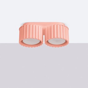 Stropné svietidlo Aura, 2x ružové hliníkové tienidlo, (6 cm)