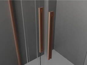 Mexen Velar L Duo, sprchový kút s posuvnými dverami 100 x 100 cm, 8mm šedé sklo, medená matná, 871-100-100-02-43-65