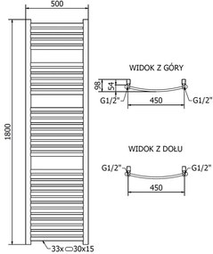 Mexen Helios, elektrické vykurovacie teleso 1800 x 500 mm, 900 W, zlatá lesklá, W103-1800-500-2900-50