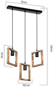 Zuma Line ASZ.1679 - Luster na lanku ATRIA 3xE27/20W/230V borovica/čierna