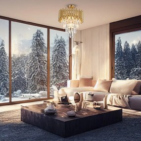 Luster Madison II, 1x krištáľové/zlaté kovové tienidlo, (fi 45cm), g