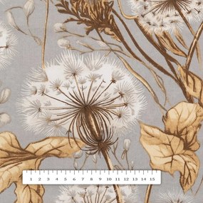 Biante Bavlnený záves Sandra SA-517 Jesenné púpavy na sivom 150x210 cm