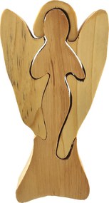 AMADEA Drevené puzzle anjel, masívne drevo dvoch druhov drevín, 15 cm