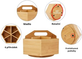 5Five® Otočný bambusový organizér s priehradkami, ROTA, pr. 22 x 12,5 cm