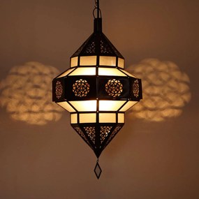 Orientálna závesná lampa Maha mliečno-biela