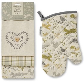 Utierky a chňapka v súprave 4 ks Woodland – Cooksmart ®