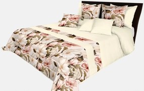 Prehoz na posteľ v krémovej farbe s jemným vzorom pivónii Šírka: 200 cm | Dĺžka: 220 cm