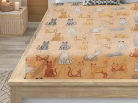 Plachta mikroplyš COLORED CATS 90x200 cm krémová
