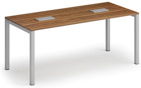 Rokovací stôl PRIMO SQUARE, 180x80 cm, orech + 2x stolová zásuvka TYP III, strieborná