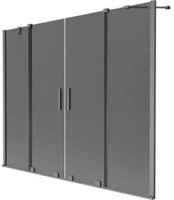 Mexen Velar Duo, 2-krídlová posuvná vaňová zástena 170 x 150 cm, 8mm šedé sklo, brúsený grafit, 896-170-000-42-66