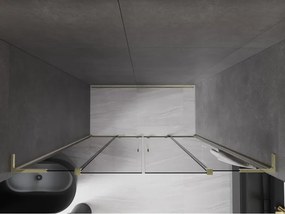 Mexen Velar L Duo, posuvné sprchové dvere do otvoru 170 cm, 8mm šedé sklo, zlatá lesklá, 871-170-003-42-50