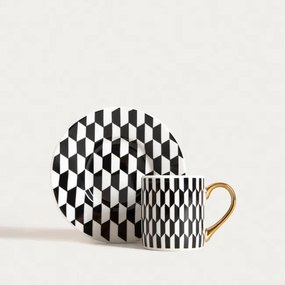 Šálka LUNYA s podšálkou, čierna / biela 757020 100 ml