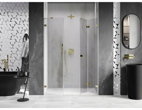 Mexen Lunar-F, pravé skladacie sprchové dvere 110 cm, číre sklo, zlatý profil, 836S-110-050-50-00-P