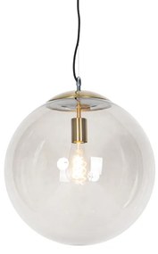 Moderné závesné svietidlo mosadzné s dymovým sklom 40 cm - Ball