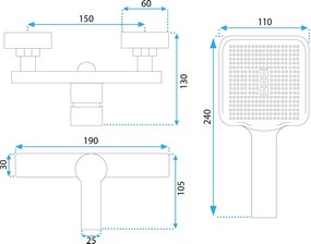 Rea Argus, sprchová batéria s ručnou bodovou sprchovou súpravou, zlatá matná, REA-B6413