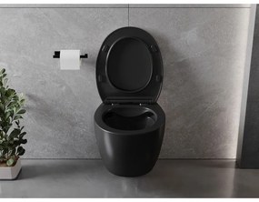 Mexen Egg, závesná WC misa Rimless s duroplastovým sedátkom s pomalým zatváraním, čierna matná, 30245070