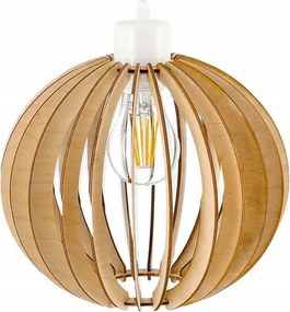 Drevená hustá guľová závesná stropná lampa