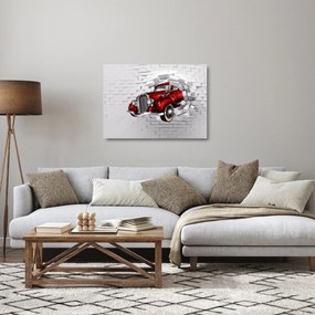 Sklenený obraz - Červené auto (70x50 cm)