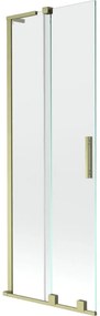 Mexen Velar L, 2-krídlová posuvná vaňová zástena 75 x 150 cm, 8mm číre sklo, zlatý matný profil, 896-075-003-01-55