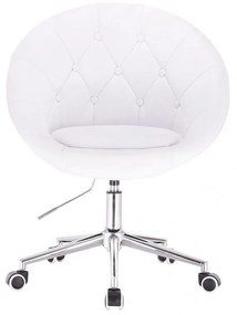 LuxuryForm DESIGN Kreslo VERA na striebornej podstave s kolieskami - biele