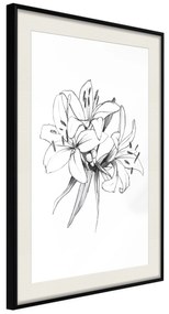 Artgeist Plagát - Drawn Flowers [Poster] Veľkosť: 20x30, Verzia: Čierny rám s passe-partout