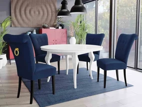 Stôl Julia FI 120 so 4 stoličkami ST65, Farby: čierny, Farby: zlatý, Farby:: biely lesk, Potah: Magic Velvet 2216