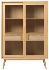 Vitrína v dekore duba s posuvnými dverami v prírodnej farbe 110x160 cm Barrali – Unique Furniture