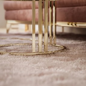 OKRÚHLY KONFERENČNÝ STOLÍK 2v1 LEONARDO 2 GLOSS CHROME BIELY LESK + ZLATÝ